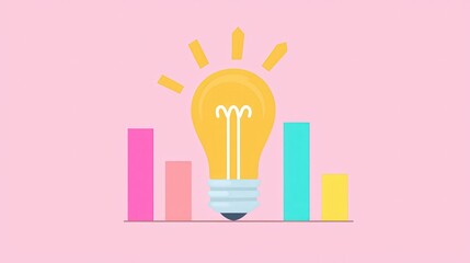 Sticker - Light Bulb Idea Growth Bar Chart Business Success Concept