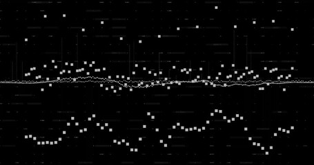 Poster - Digital sound wave animation with white dots over black background