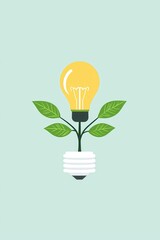 Poster - Green Energy Concept   Light Bulb with Plant Growing From It