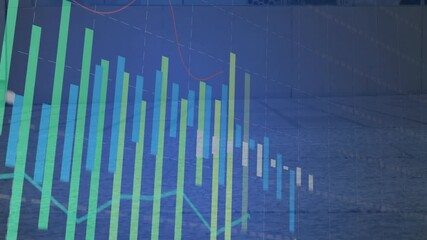 Poster - Animating bar and line chart over ocean waves