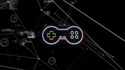 Poster - Game controller animation over network of connections and data processing
