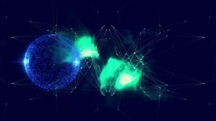 Poster - Animating glowing nodes and network connections over dark background