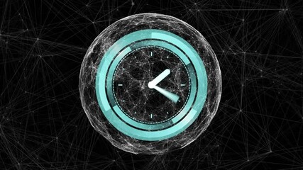 Poster - Animating network connections, clock over black background