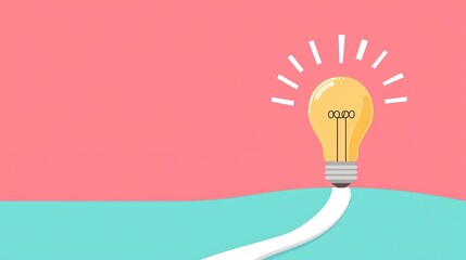 Poster - Light Bulb Idea Inspiration  Concept on Pink and Turquoise Background