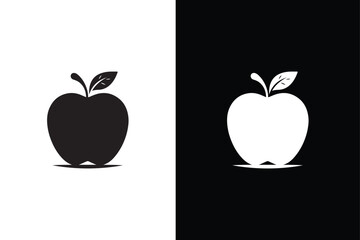 Canvas Print - Apple icon illustration. Apple icon silhouette vector isolated illustration black white