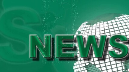 Sticker - NEWS text animation on green background with rotating digital globe