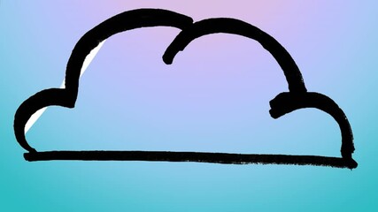 Poster - Black cloud outline animation over gradient blue and purple background