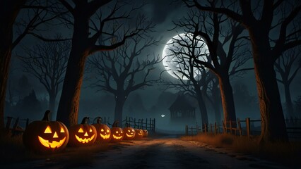 Sticker - halloween night background