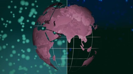 Poster - Rotating globe animation on green and blue bokeh background