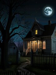 Wall Mural - haunted house in the woods