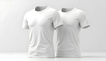 Wall Mural - Two white tshirts tshirts front and back mockup 2