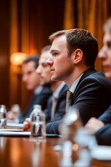 Businessmen in Suits Attending a Meeting in a Conference Room