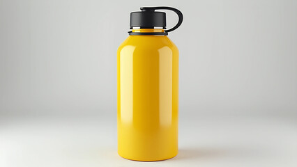 mock up empty yellow water bottle thermos, white background, Ai generated Images