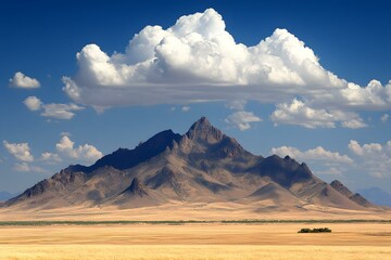 Wall Mural - Dramatic Mountain Landscape with Fluffy Clouds