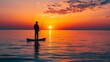 © นายชยุตพงศ์ แซ่เจี่ย - A serene sunset scene featuring a lone fisherman casting a line from a small boat on calm waters, evoking tranquility and solitude.