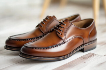 Brown leather shoes.