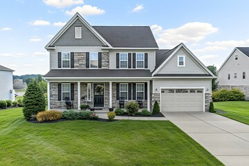 Modern Two Story House with Stone Exterior