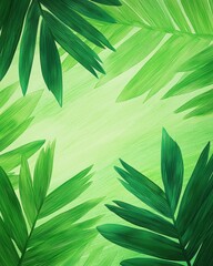 Poster - Green palm leaves frame