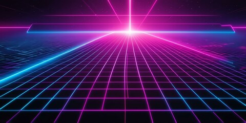 Wall Mural - synthwave illustration of a laser grid for background