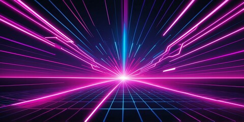 Wall Mural - synthwave illustration of a laser grid for background
