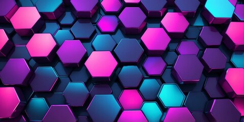 synthwave illustration of a hexagon patter background