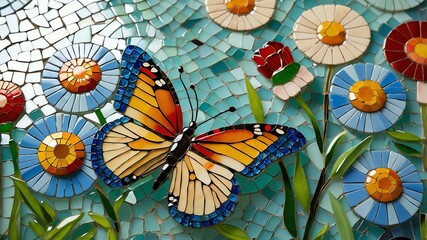 image of butterflies fluttering among wildflowers in g background