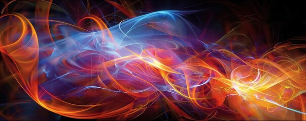 Streams of light forming dynamic and vibrant shapes, organic patterns, digital art