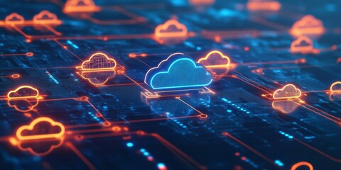 Aufkleber - Macro shot of cloud networking protocols, terminal showing secure connections and data encryption in action