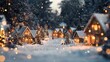 © Raitalinn - Winter wonderland village with snowfall and lights, creating a magical and inviting scene that evokes the joy and charm of the holiday season.