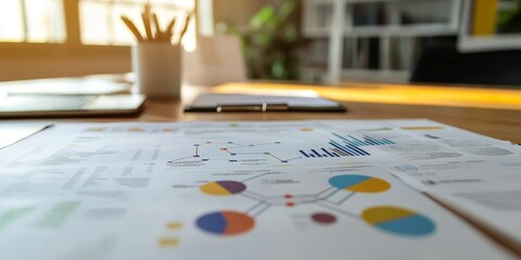 Aufkleber - a networking consultant's desk, strategy diagrams and performance reports for a large network deployment