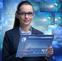 Wall Mural - Businesswoman in data mining concept