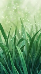 Sticker - Green grass with dew drops