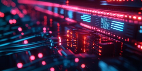 Aufkleber - a data transmission network, routers and servers exchanging information at high speeds
