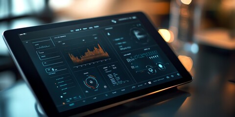 Fototapete - Detailed view of a healthcare AI app on a tablet, tracking patient vitals and providing real-time insights, advanced medical technology