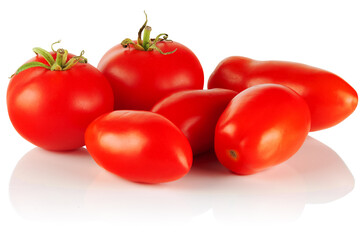 Five red fresh and delicious small tomatoes