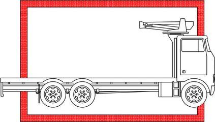 Wall Mural - Vector sketch illustration of silhouette design of industrial truck vehicle heavy equipment material in box frame