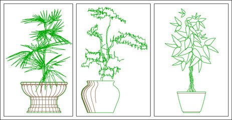 Poster - Vector sketch illustration of silhouette of unique decorative plant interior design for room decoration