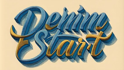 Wall Mural - Denim Start 3D Text Graphic Design