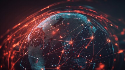 Wall Mural - futuristic global internet connection network.