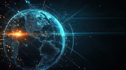 Wall Mural - futuristic global internet connection network.