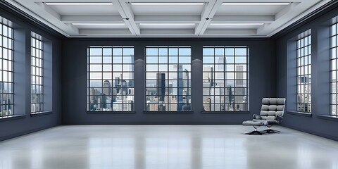 Canvas Print - Modern Office Interior with City View