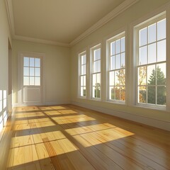 Wall Mural - Empty Room with Sunlight Streaming Through Windows