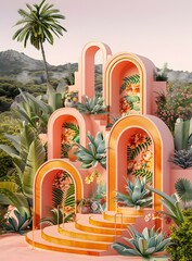 Sticker - Tropical Paradise Abstract Archway Design