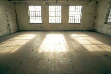 Canvas Print - Sunlight Streaming Through Windows In Abandoned Room