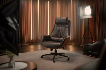 Canvas Print - Modern Leather Chair in Studio with Light