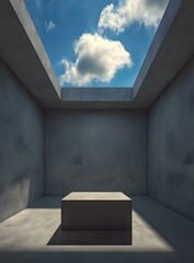 Sticker - Empty Concrete Room with Skylight and Platform