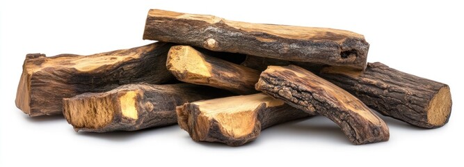 Poster - A Pile of Rough-Cut Logs with Bark and Knots