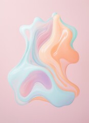 Poster - A close-up image of colorful, abstract paint swirls on a pink background. The paint is a vibrant mix of blue, orange, and purple hues, creating a visually appealing and artistic design