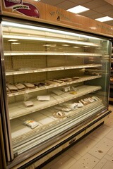 Poster - Empty Refrigerated Display Case With Food Packaging