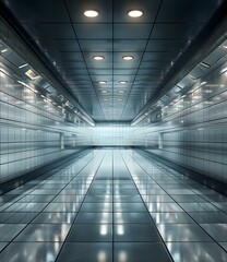 Wall Mural - Empty Subway Tunnel With Lights